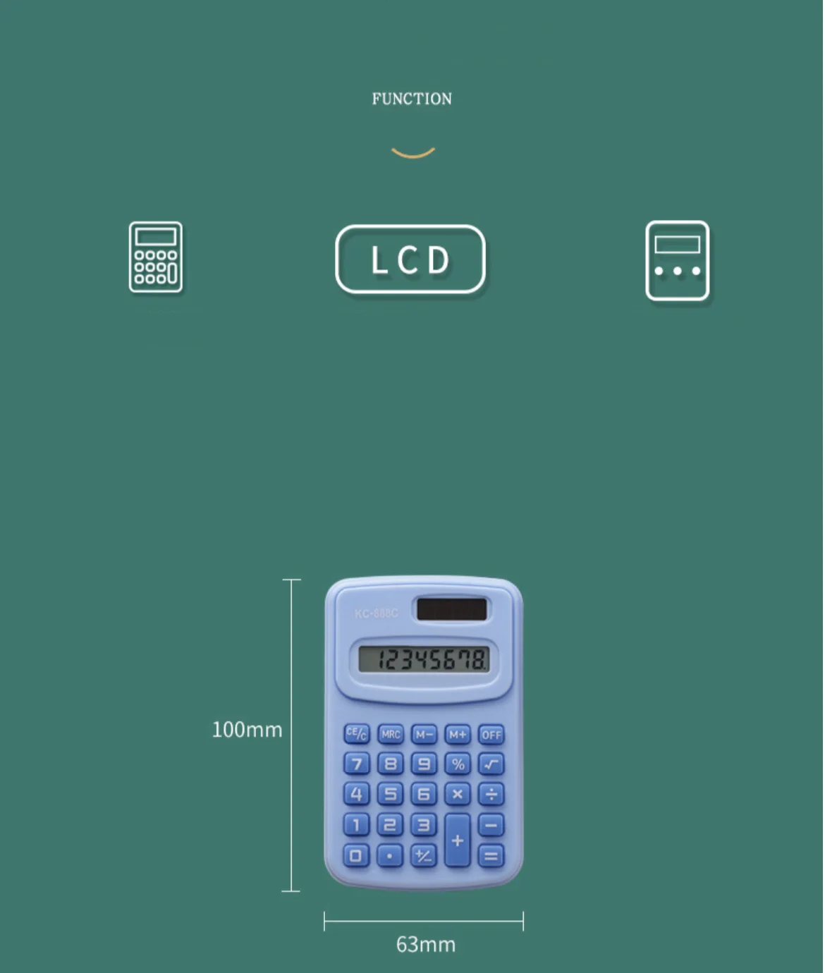 Cute Mini Fresh Solar Calculator With 8 Digit Display LCD Screen For Office and Student Use