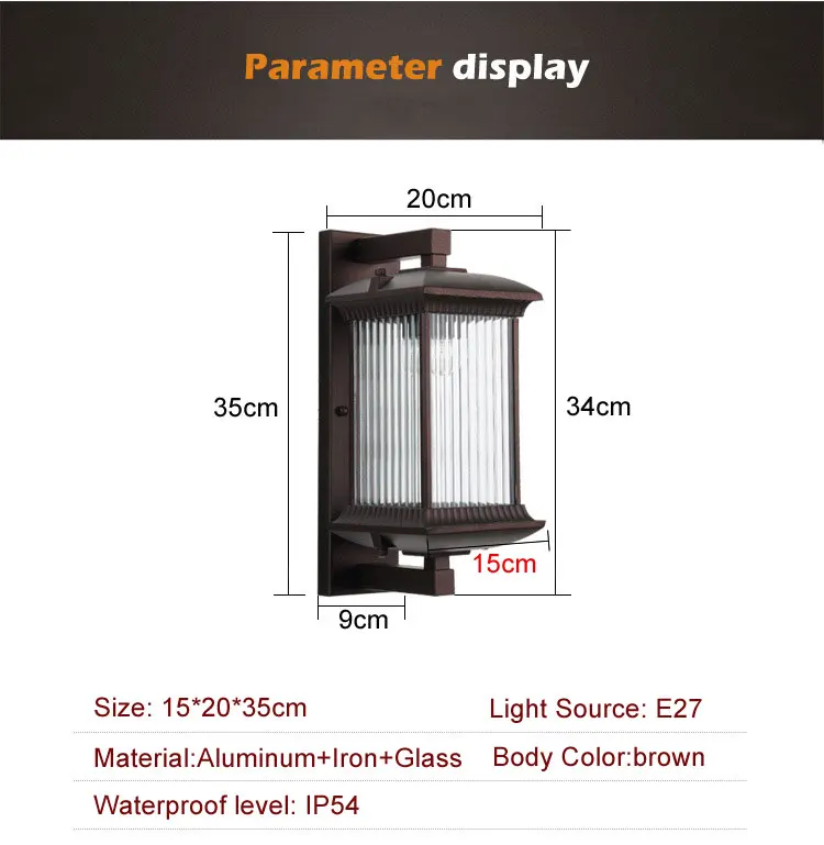 Outdoor Wall Lamp Metal Waterproof Outside Wall Lights AC90-260V Exterior Wall Lighting for Hotel Villa Big Porch Garden Gate