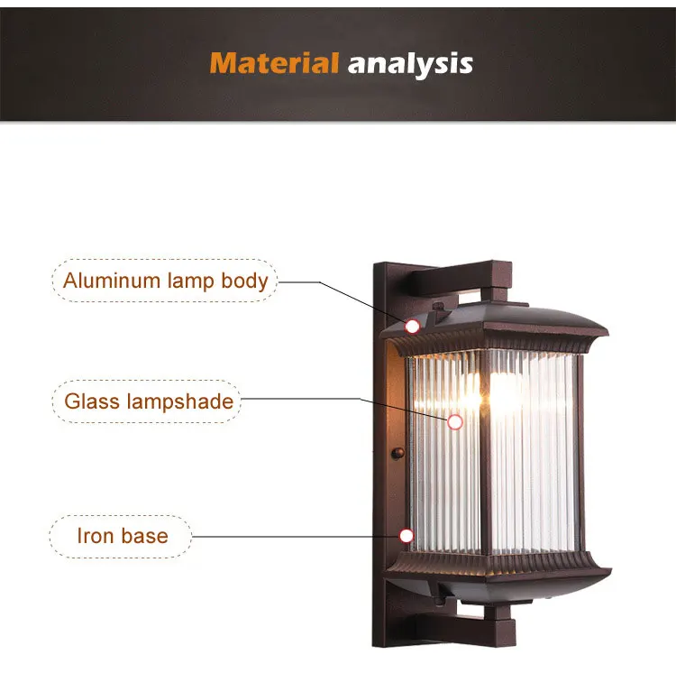 Outdoor Wall Lamp Metal Waterproof Outside Wall Lights AC90-260V Exterior Wall Lighting for Hotel Villa Big Porch Garden Gate