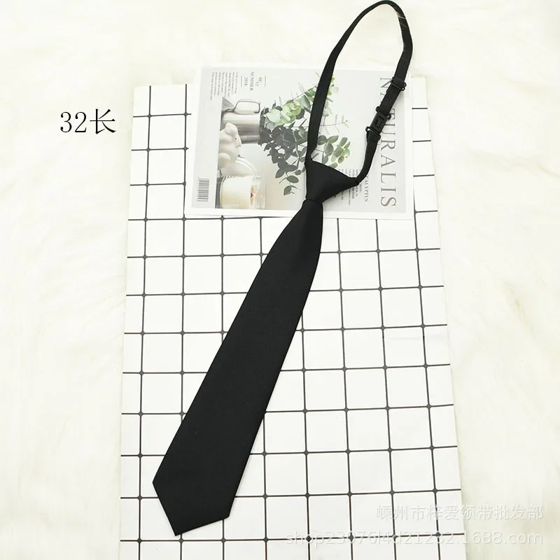 Black Unisex Zipper Ties Retro Silky Narrow Neck Tie Slim Smooth Women Bow Tie Korean Style Simple Elegant All-match Trendy Tie