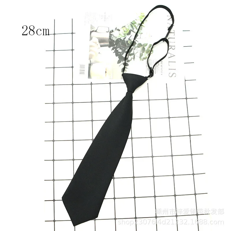 Black Unisex Zipper Ties Retro Silky Narrow Neck Tie Slim Smooth Women Bow Tie Korean Style Simple Elegant All-match Trendy Tie