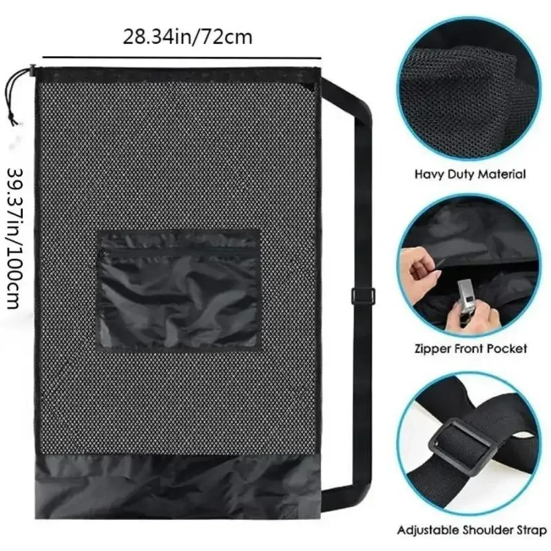 Soccer Ball Mesh Bag Backpack Extra Large Football Storage Bag With Drawstring Zipper Pocket For Holding Basketball Sports Bag