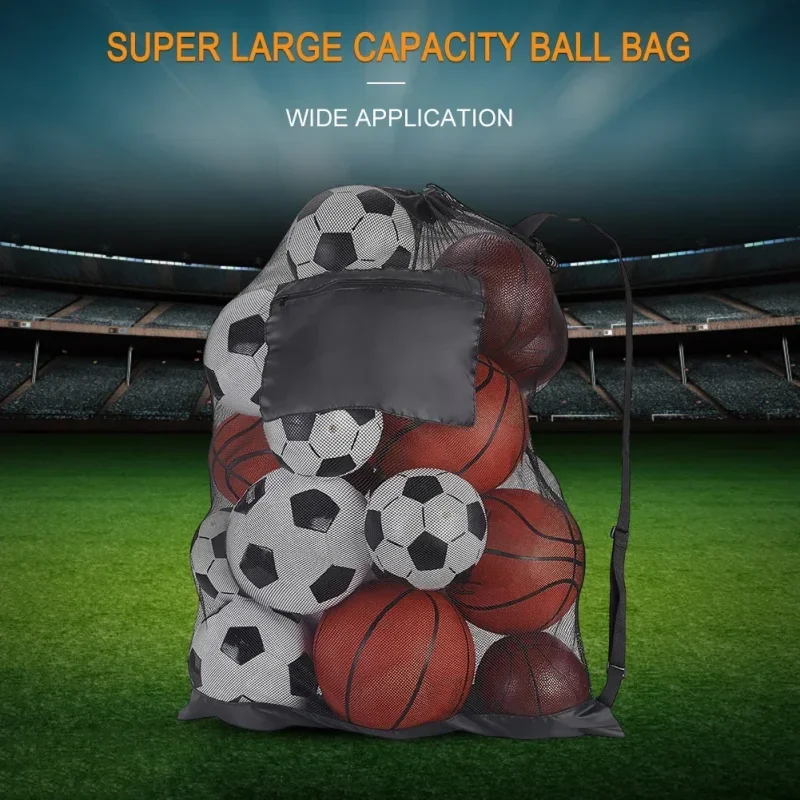 Soccer Ball Mesh Bag Backpack Extra Large Football Storage Bag With Drawstring Zipper Pocket For Holding Basketball Sports Bag