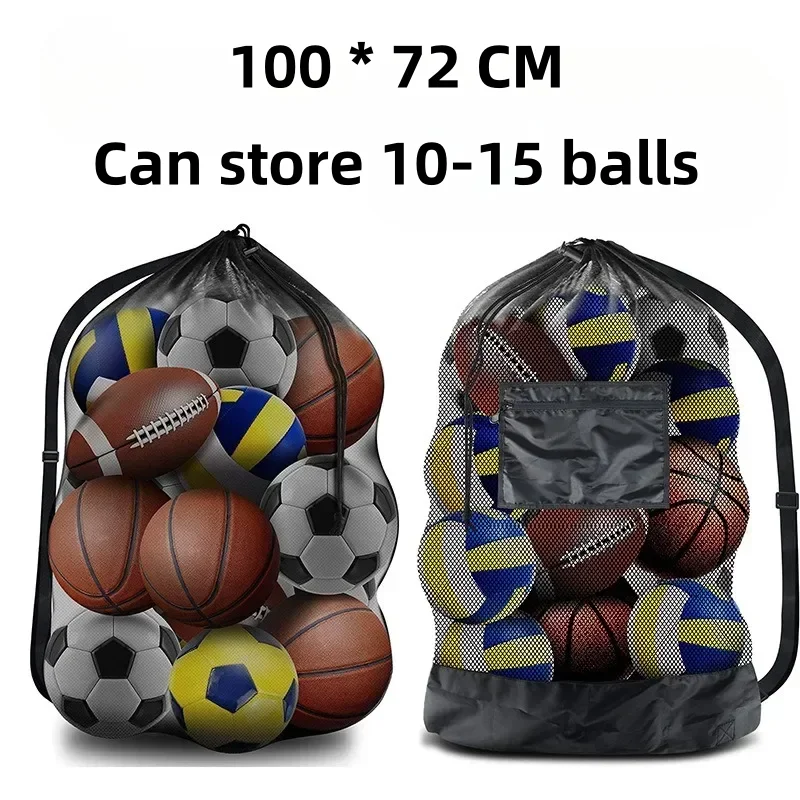 Soccer Ball Mesh Bag Backpack Extra Large Football Storage Bag With Drawstring Zipper Pocket For Holding Basketball Sports Bag