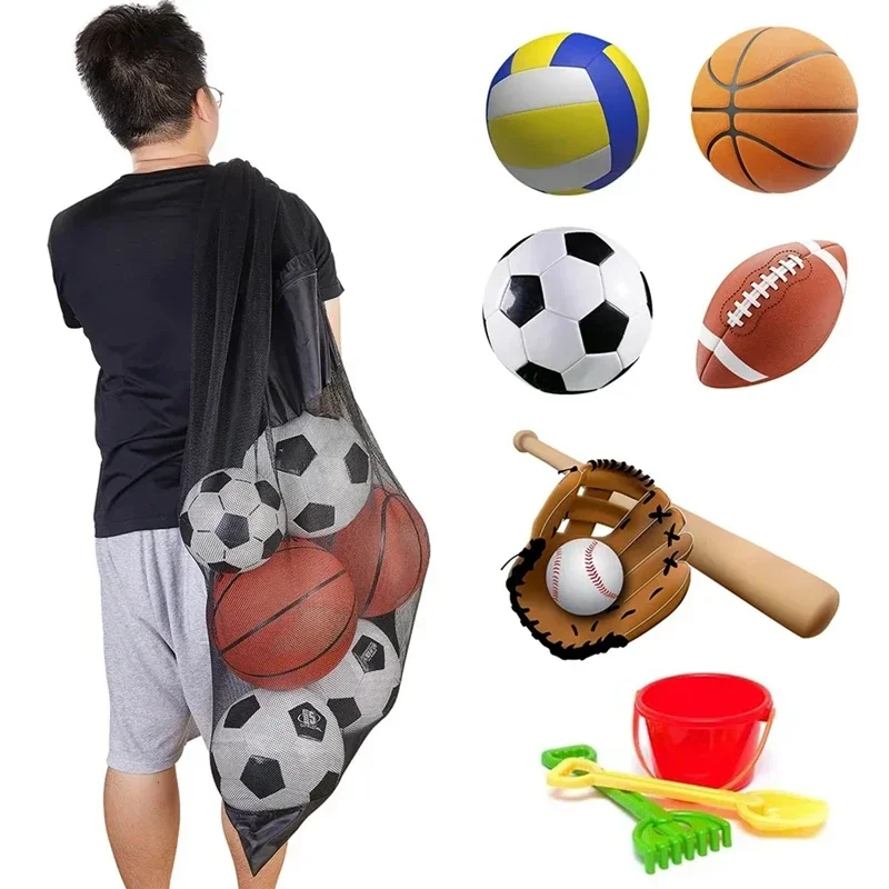 Soccer Ball Mesh Bag Backpack Extra Large Football Storage Bag With Drawstring Zipper Pocket For Holding Basketball Sports Bag