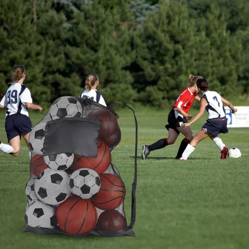 Soccer Ball Mesh Bag Backpack Extra Large Football Storage Bag With Drawstring Zipper Pocket For Holding Basketball Sports Bag