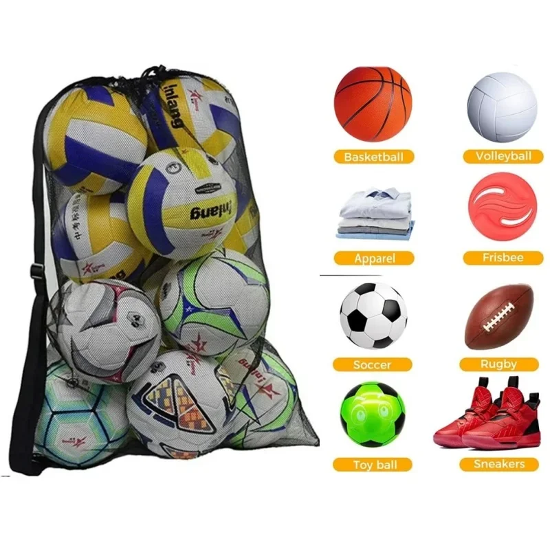 Soccer Ball Mesh Bag Backpack Extra Large Football Storage Bag With Drawstring Zipper Pocket For Holding Basketball Sports Bag