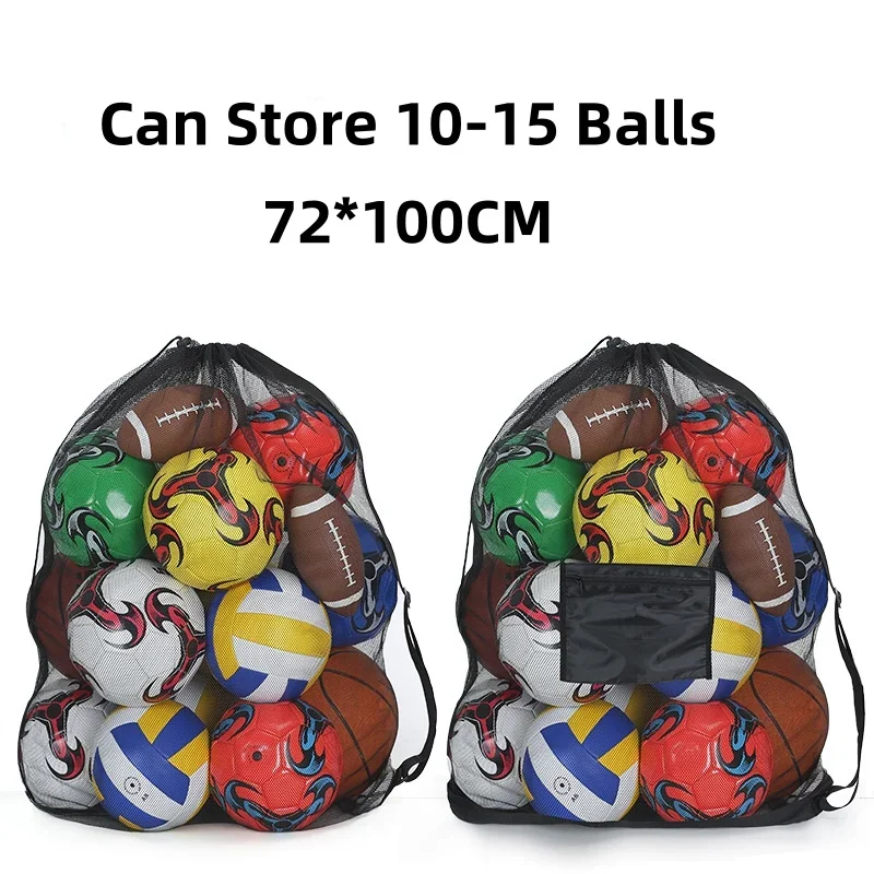 Soccer Ball Mesh Bag Backpack Extra Large Football Storage Bag With Drawstring Zipper Pocket For Holding Basketball Sports Bag