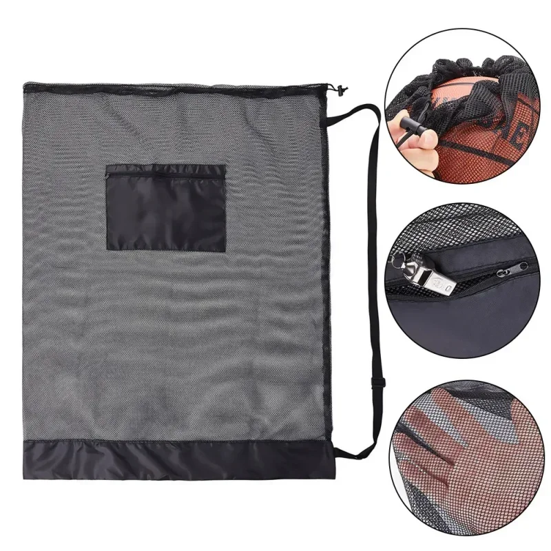 Soccer Ball Mesh Bag Backpack Extra Large Football Storage Bag With Drawstring Zipper Pocket For Holding Basketball Sports Bag