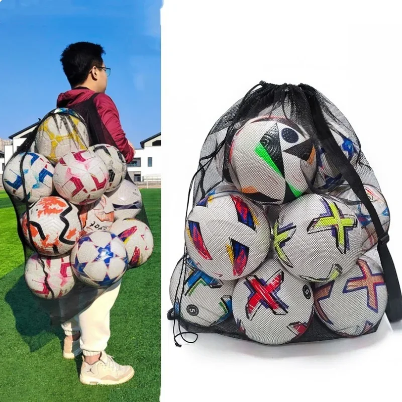Soccer Ball Mesh Bag Backpack Extra Large Football Storage Bag With Drawstring Zipper Pocket For Holding Basketball Sports Bag