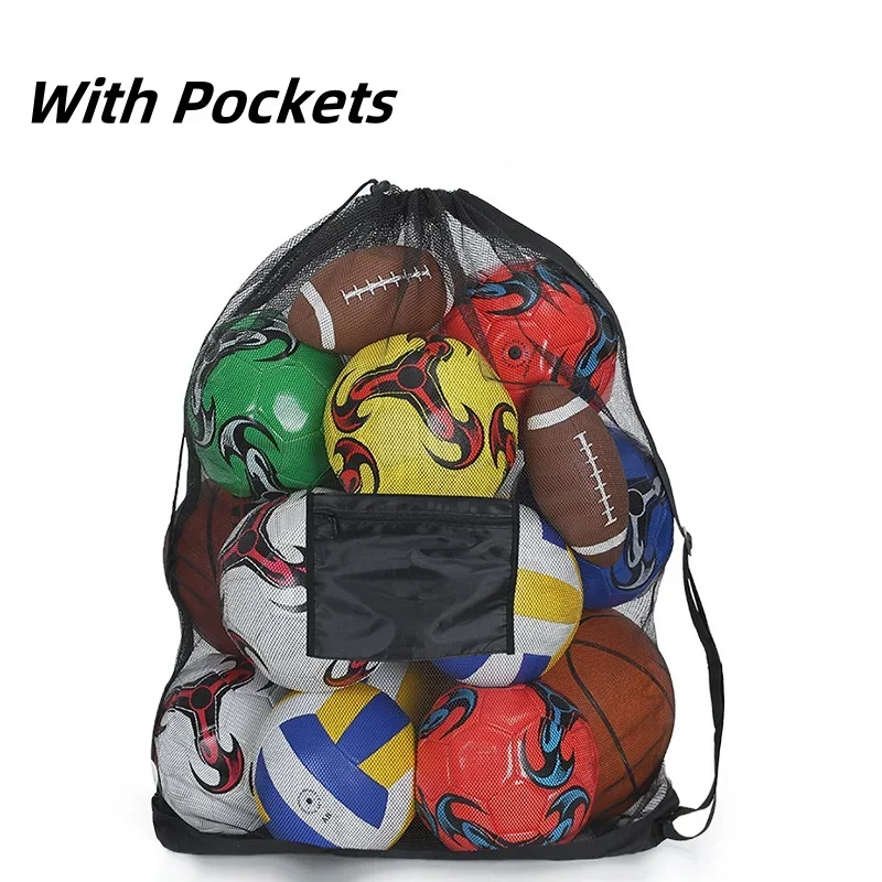 Soccer Ball Mesh Bag Backpack Extra Large Football Storage Bag With Drawstring Zipper Pocket For Holding Basketball Sports Bag