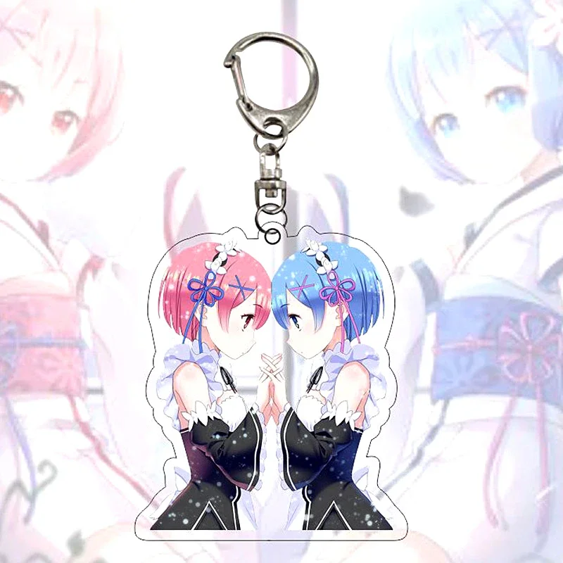 Re:Life in A Different World From Zero Ram Rem Cute Keychain Emilia Beatrice Keyring Natsuki Subaru Bag Tag Cos Baji Accessory