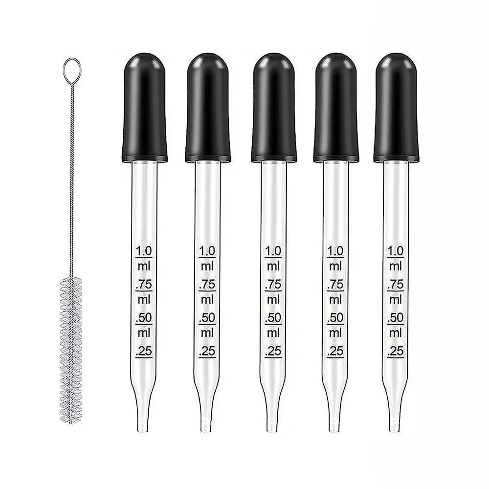 5Pcs Calibrated Thick Glass Straight-Tip Eye Dropper Clear Pipettes Dropper Medicine Dropping Pipettes Essential Oils Laboratory