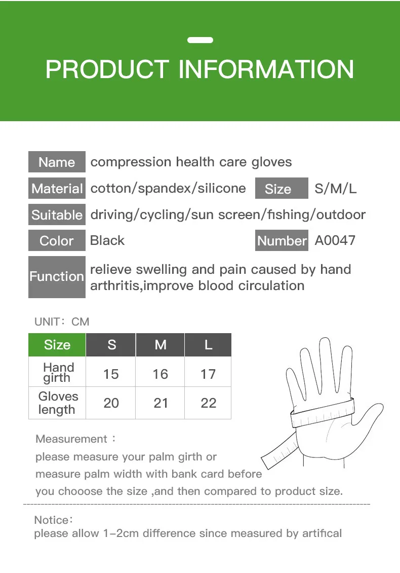Magnetic Anti Arthritis Healthy Compression Therapy Rheumatoid Hand Pain Wrist Guard Suitable Multiple Scenarios Cycling Gloves