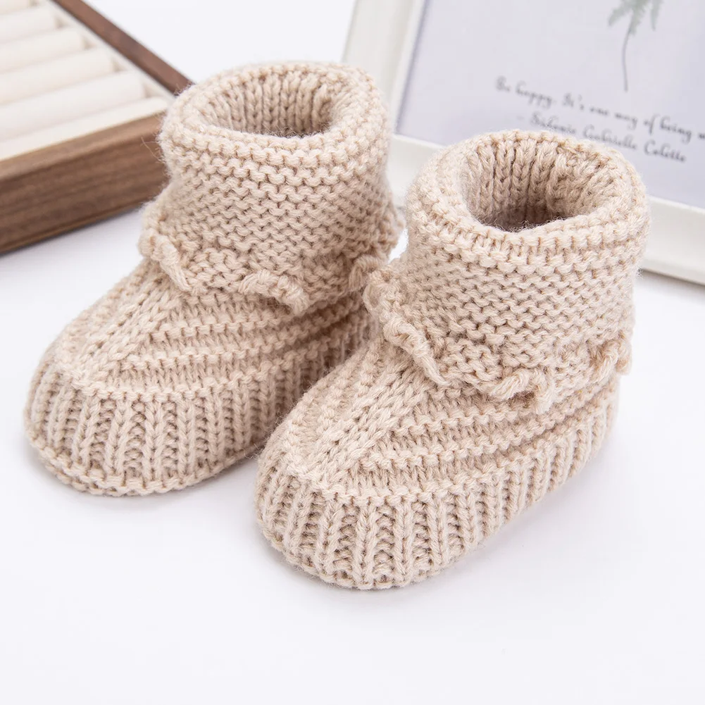 2Pcs/Pair Baby Knit Socks 0-12M Solid Cochet Walking Socks Ins Cream Solid Color Short Socks for Infant Boys Girls Clothing