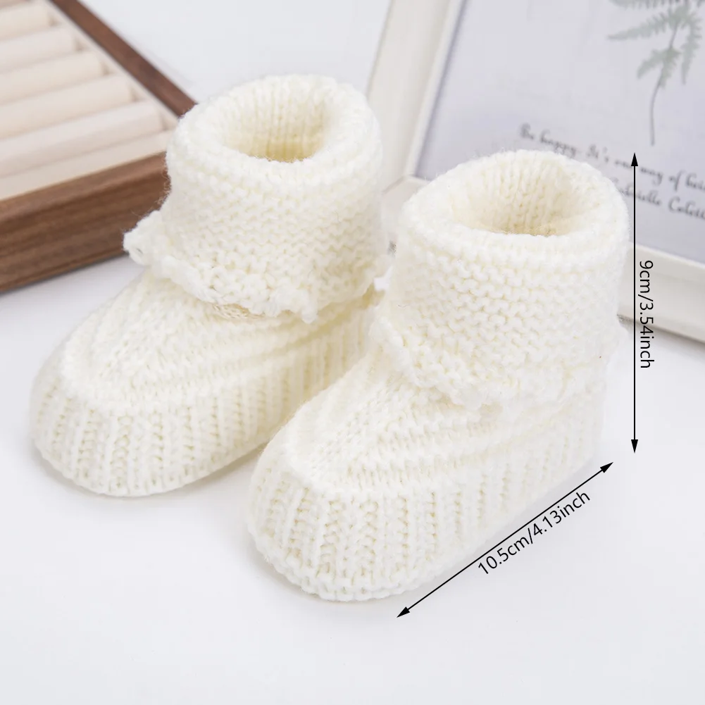 2Pcs/Pair Baby Knit Socks 0-12M Solid Cochet Walking Socks Ins Cream Solid Color Short Socks for Infant Boys Girls Clothing
