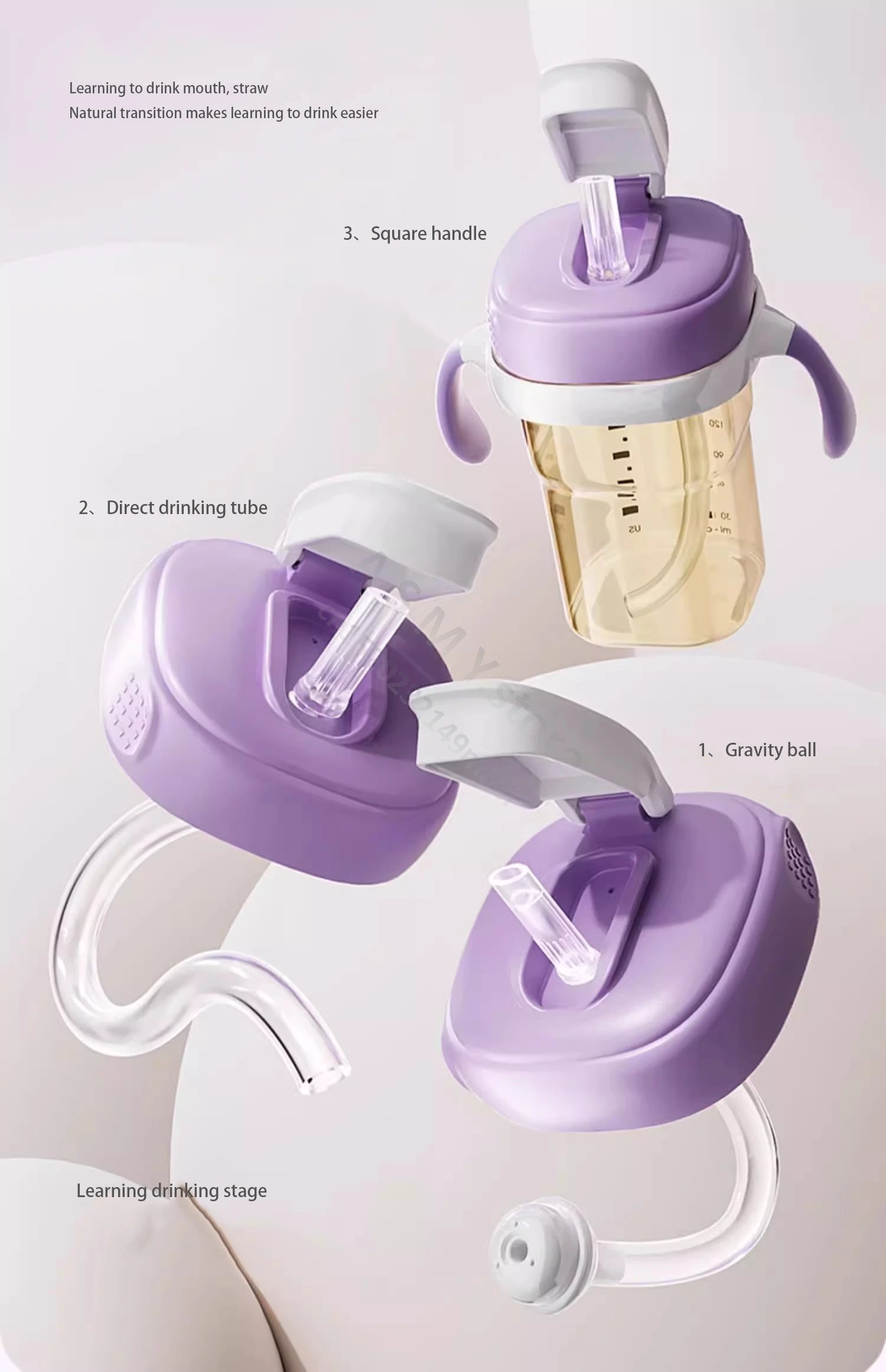 Suitable for hegen bottle accessories/cup cover/handle/nipple/square bottle universal