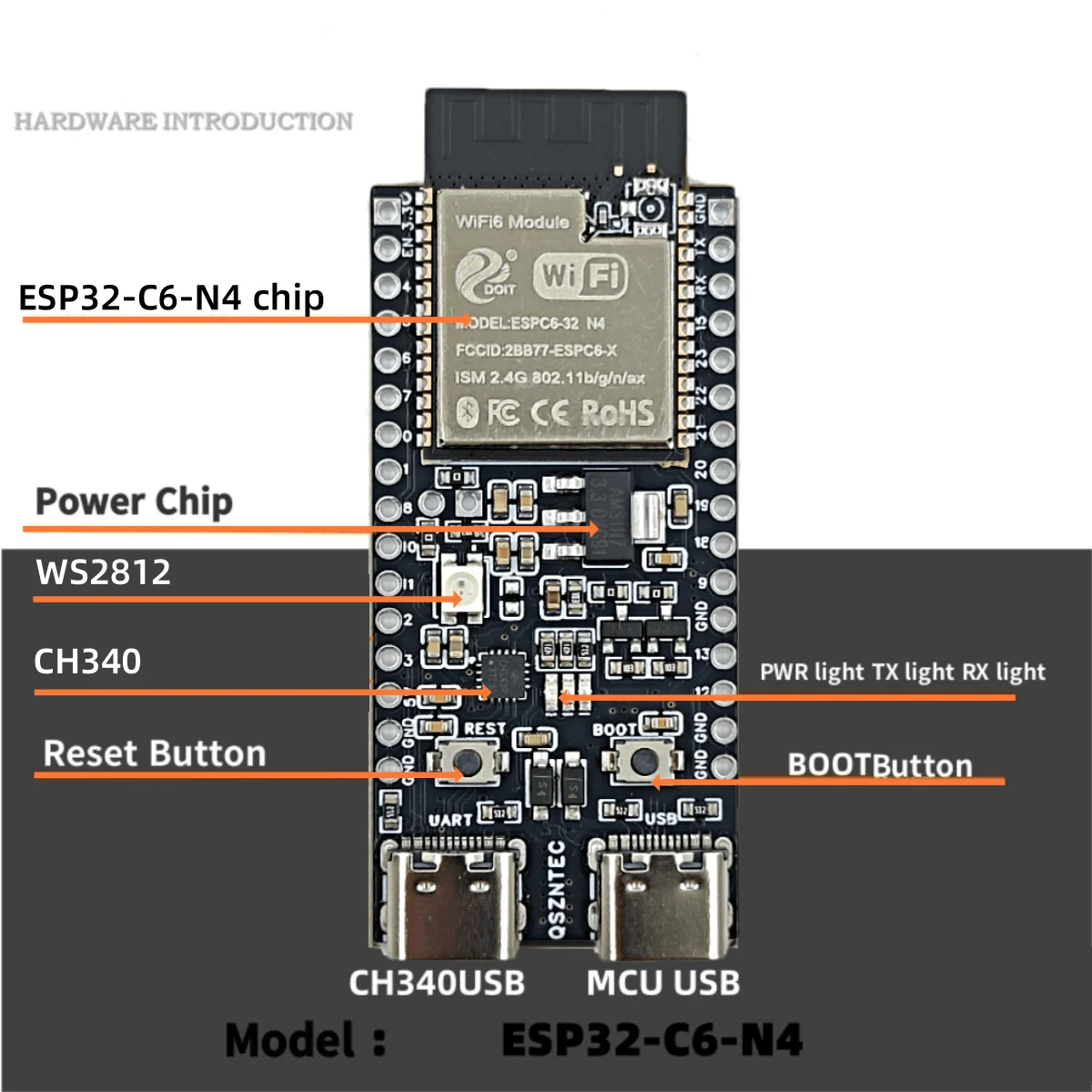 ESP32-C6-DevKitC-1 Development Board ESP32 N4 Core Board 4MB Flash WIFI6 BLE Zigbee Compatible ESP32 Module