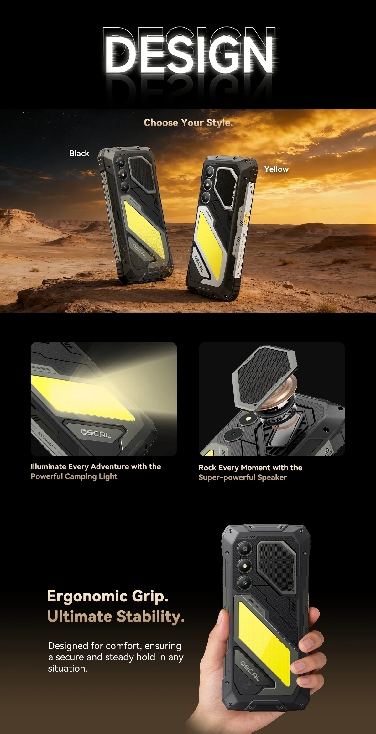 Blackview OSCAL PILOT 5 Rugged Smartphone 5G AI 6.67" 120Hz Display UNISOC T8100 CPU 8GB 256GB 15000Amh 5W Speaker NFC CellPhone