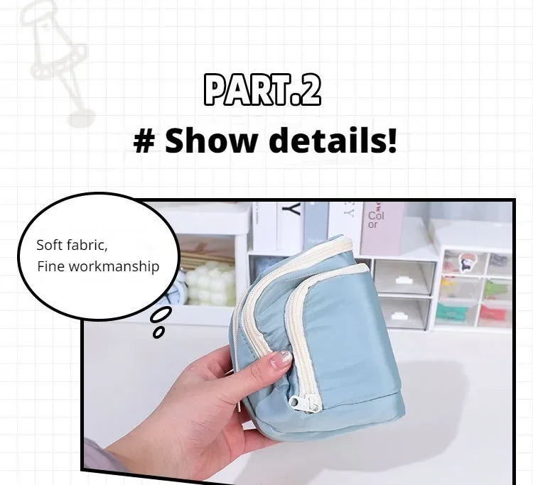 1pc Stationery Bag Pencil Case Large Capacity Pen Case Stationery Box Cosmetics Bag Portable Gifts
