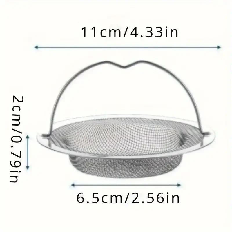 1/3pcs Kitchen Sink Strainer With Handle & Stopper Replacement Drain Basket Stainless Steel Mesh Filter Waste Hole