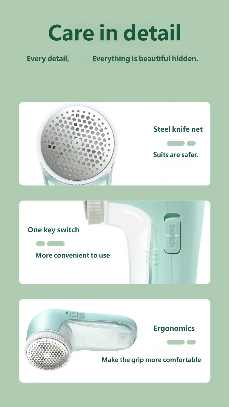 Electric Portable Fabric Lint Remover Household Clothes Shaver Professional Fuzz Trimmer with Brush Blade for Fabric Fluff Remov