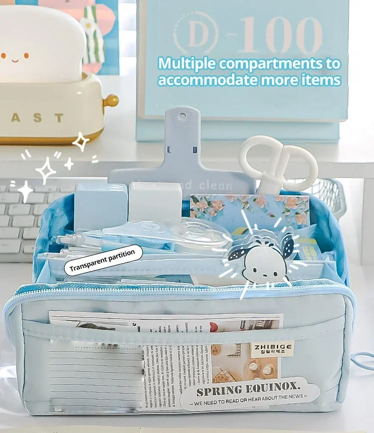 Multi Layer Prisms Large Capacity Transparent Pencil Case Multifunctional Simple and High Appearance Pencil Case 1pc