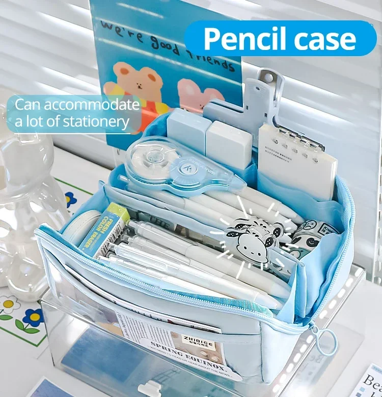 Multi Layer Prisms Large Capacity Transparent Pencil Case Multifunctional Simple and High Appearance Pencil Case 1pc