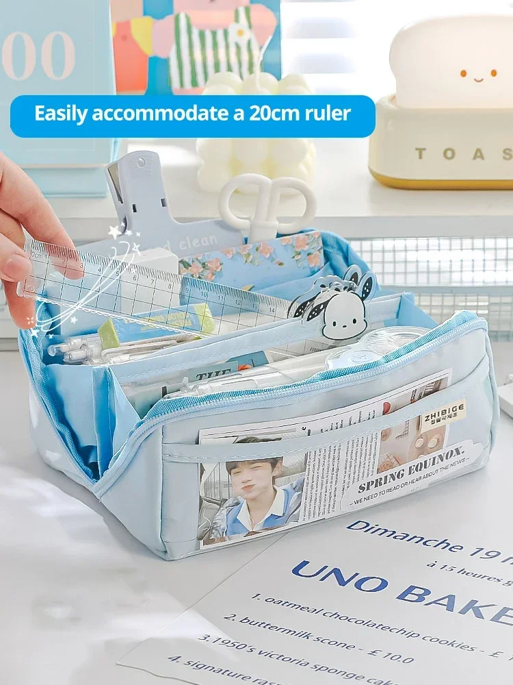 Multi Layer Prisms Large Capacity Transparent Pencil Case Multifunctional Simple and High Appearance Pencil Case 1pc