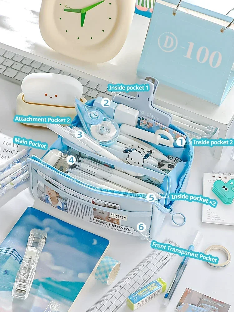 Multi Layer Prisms Large Capacity Transparent Pencil Case Multifunctional Simple and High Appearance Pencil Case 1pc