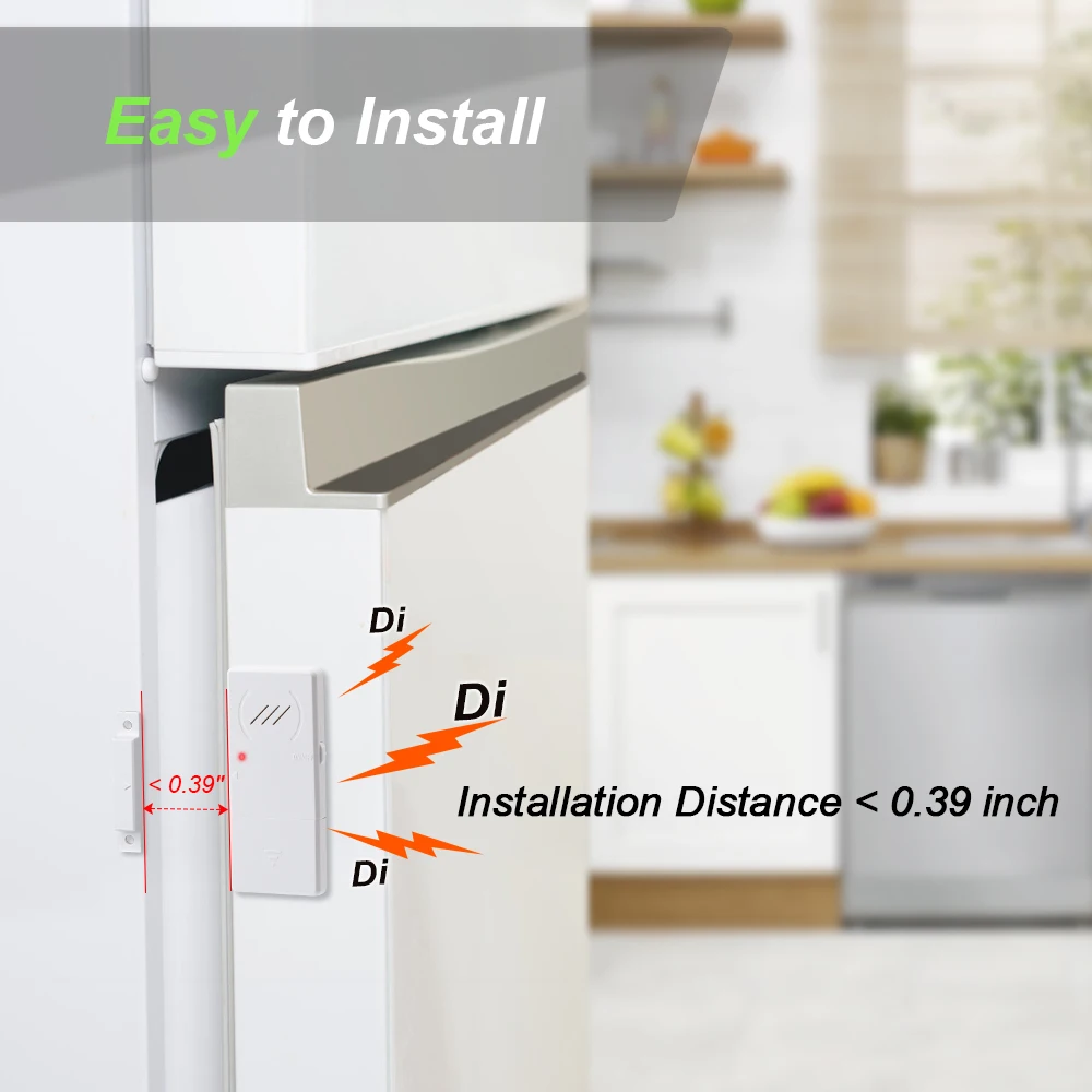 Hollarm Delay Refrigerator Alarms 3/15/30/60 Seconds Adjustable Freezer Door Alarm Wireless Window Door Opening Sensor Loud 90dB