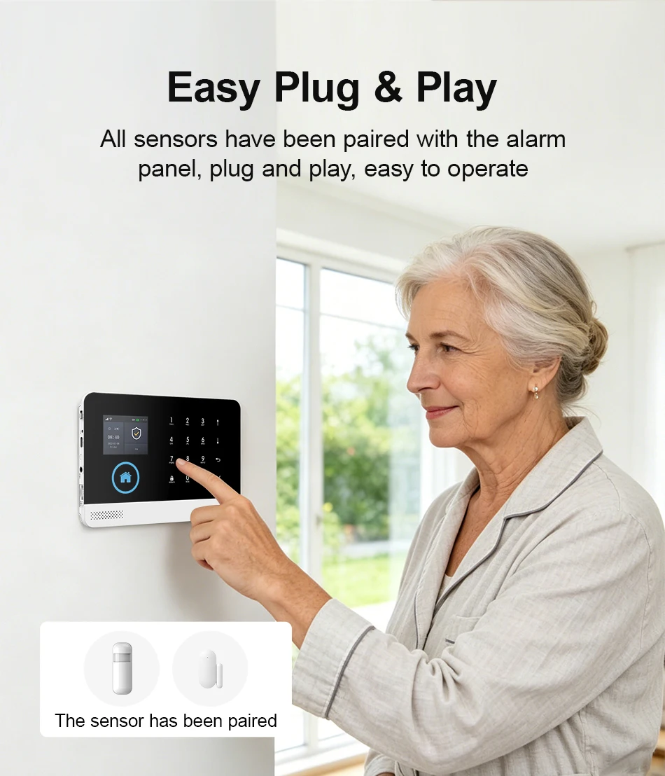 PGST WiFi 4G Home Alarm Security System Set Alexa Automation Alarm Security Protection Door Motion Works with Tuya Smart Life