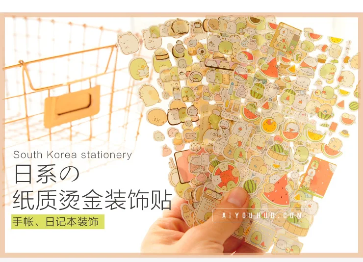 8 sheets/lot Kawaii Japanese Anime Sumikko Gurashi Gold Foil Paper Stickers Scrapbooking Diy Cute Diary Stationery Sticker Deco