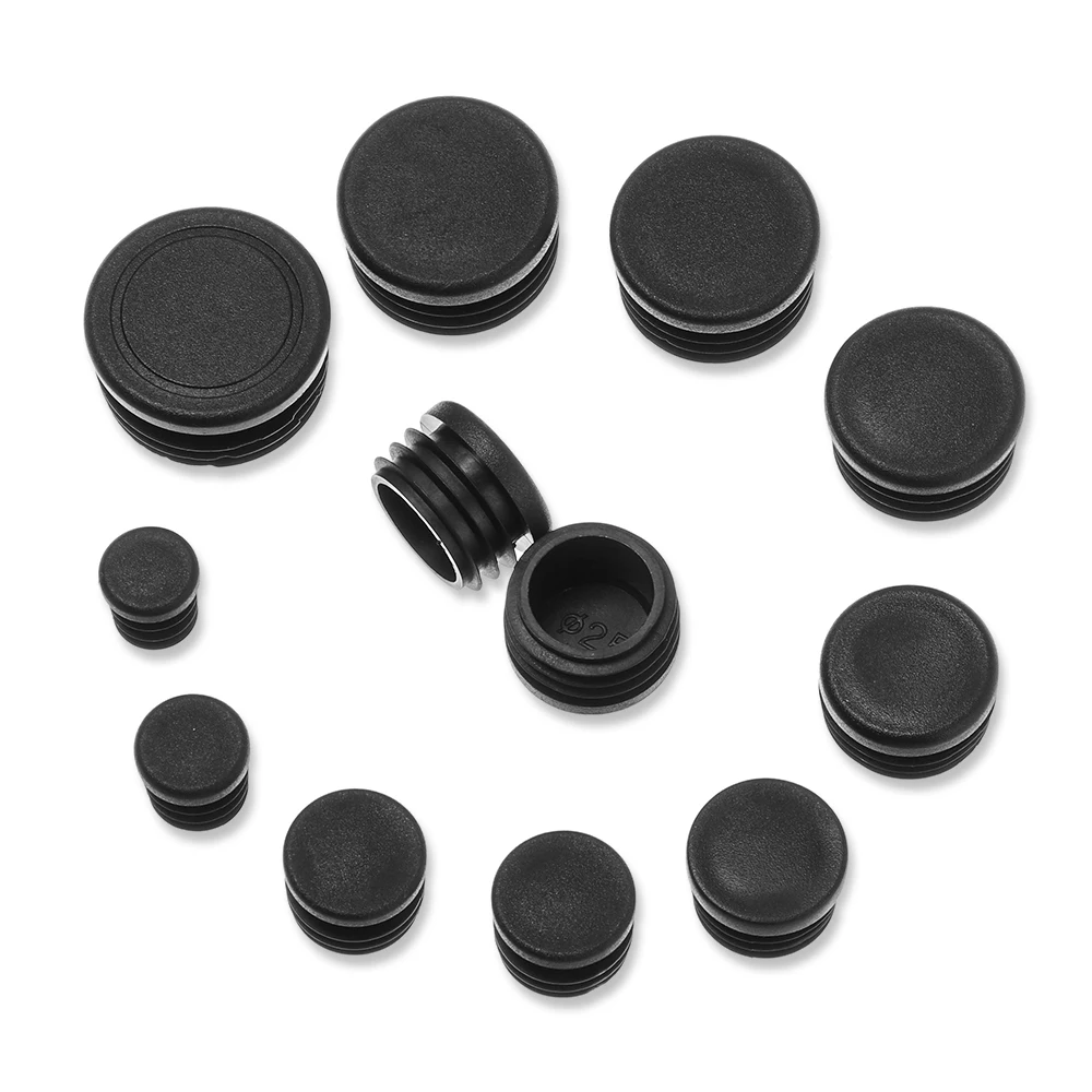 10pcs Black Plastic Round Chair Leg Caps Anti-slip Pad Non-Slip Furniture Feet Floor Covers Blanking End Caps Furniture Accessor