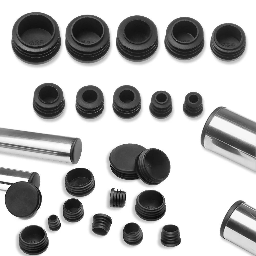 10pcs Black Plastic Round Chair Leg Caps Anti-slip Pad Non-Slip Furniture Feet Floor Covers Blanking End Caps Furniture Accessor