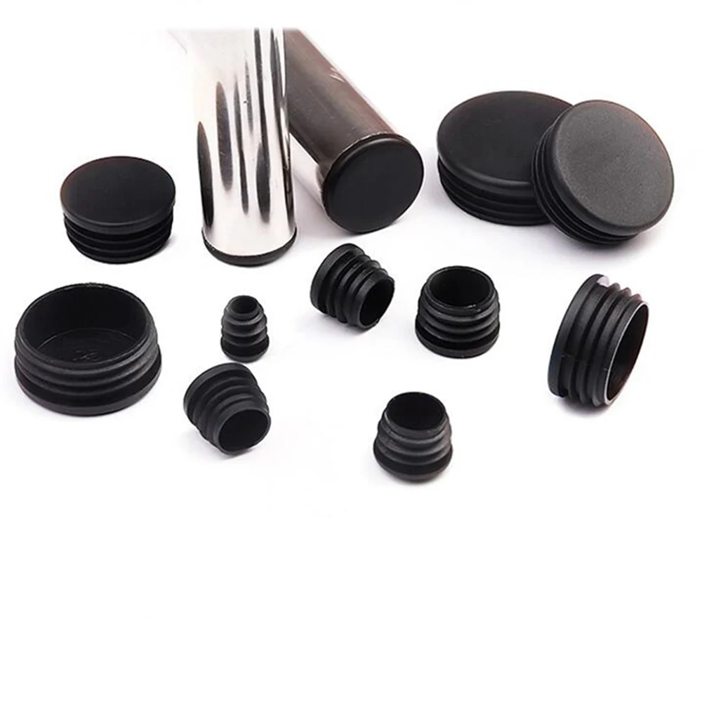 10pcs Black Plastic Round Chair Leg Caps Anti-slip Pad Non-Slip Furniture Feet Floor Covers Blanking End Caps Furniture Accessor