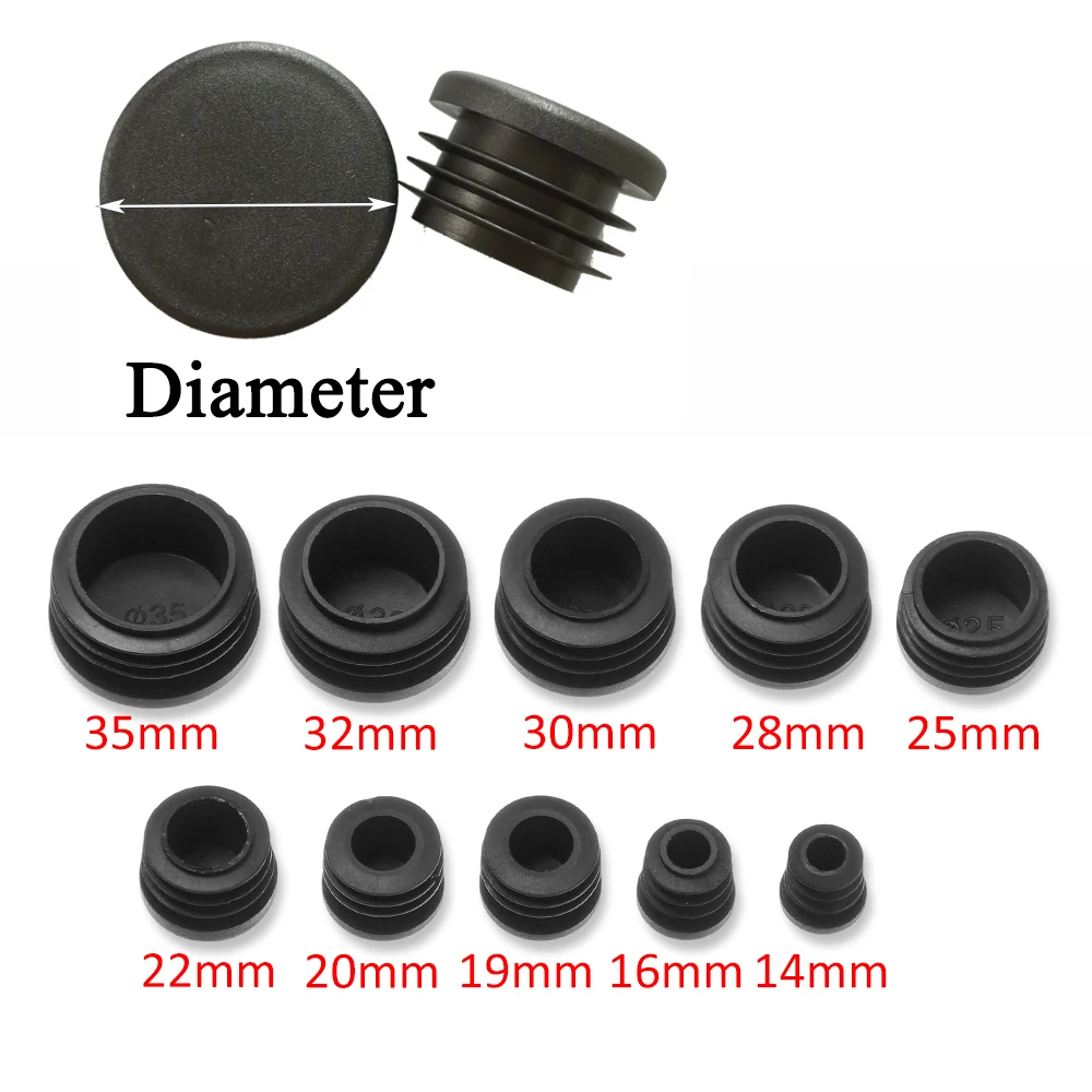 10pcs Black Plastic Round Chair Leg Caps Anti-slip Pad Non-Slip Furniture Feet Floor Covers Blanking End Caps Furniture Accessor