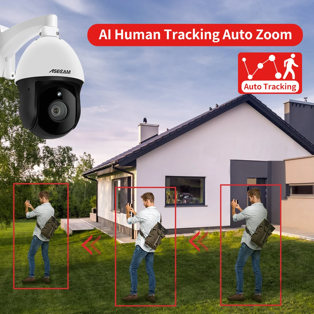 8MP 4K IP Camera Outdoor PTZ 30X Optical Zoom CCTV Onvif H.265 Dome POE Vehicle Detection Security Camera Hikvision Compatible