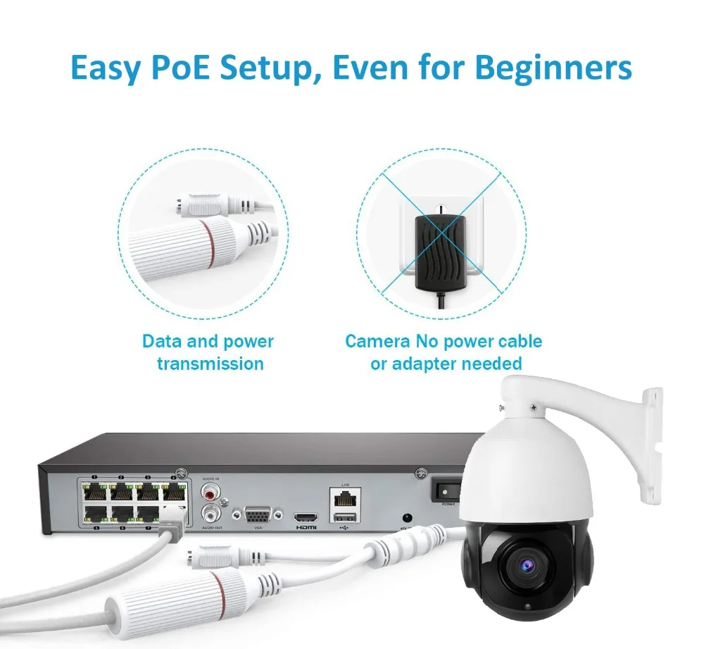 8MP 4K IP Camera Outdoor PTZ 30X Optical Zoom CCTV Onvif H.265 Dome POE Vehicle Detection Security Camera Hikvision Compatible