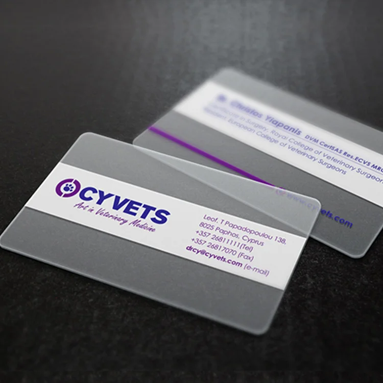 200pcs 500pcs Custom Translucent Business Cards PVC Print Plastic Identity Cards One Side Waterproof Round Corners Add White Ink