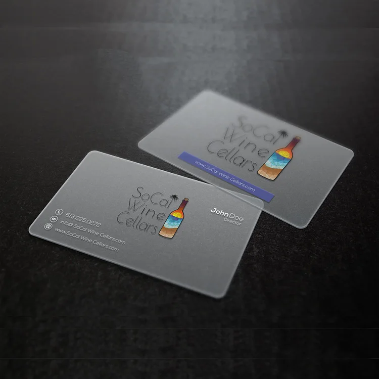 200pcs 500pcs Custom Translucent Business Cards PVC Print Plastic Identity Cards One Side Waterproof Round Corners Add White Ink
