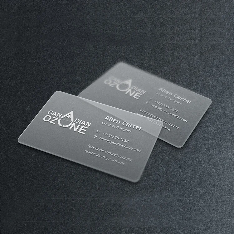 200pcs 500pcs Custom Translucent Business Cards PVC Print Plastic Identity Cards One Side Waterproof Round Corners Add White Ink