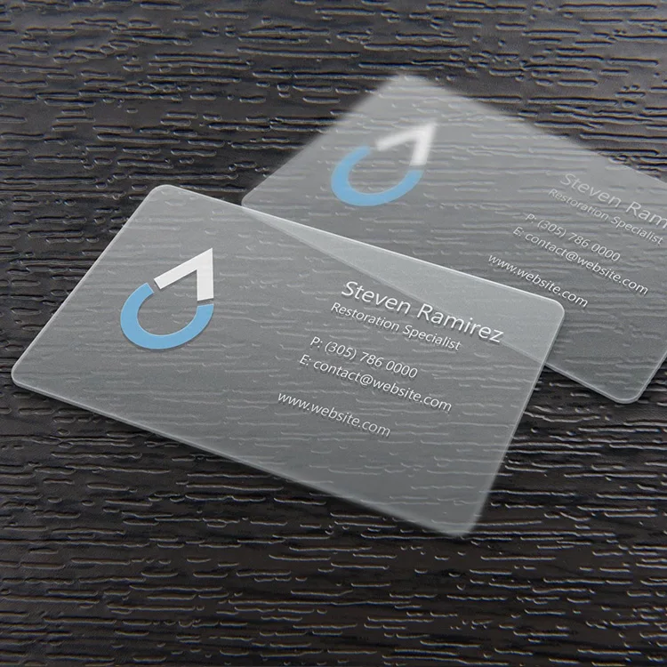 200pcs 500pcs Custom Translucent Business Cards PVC Print Plastic Identity Cards One Side Waterproof Round Corners Add White Ink