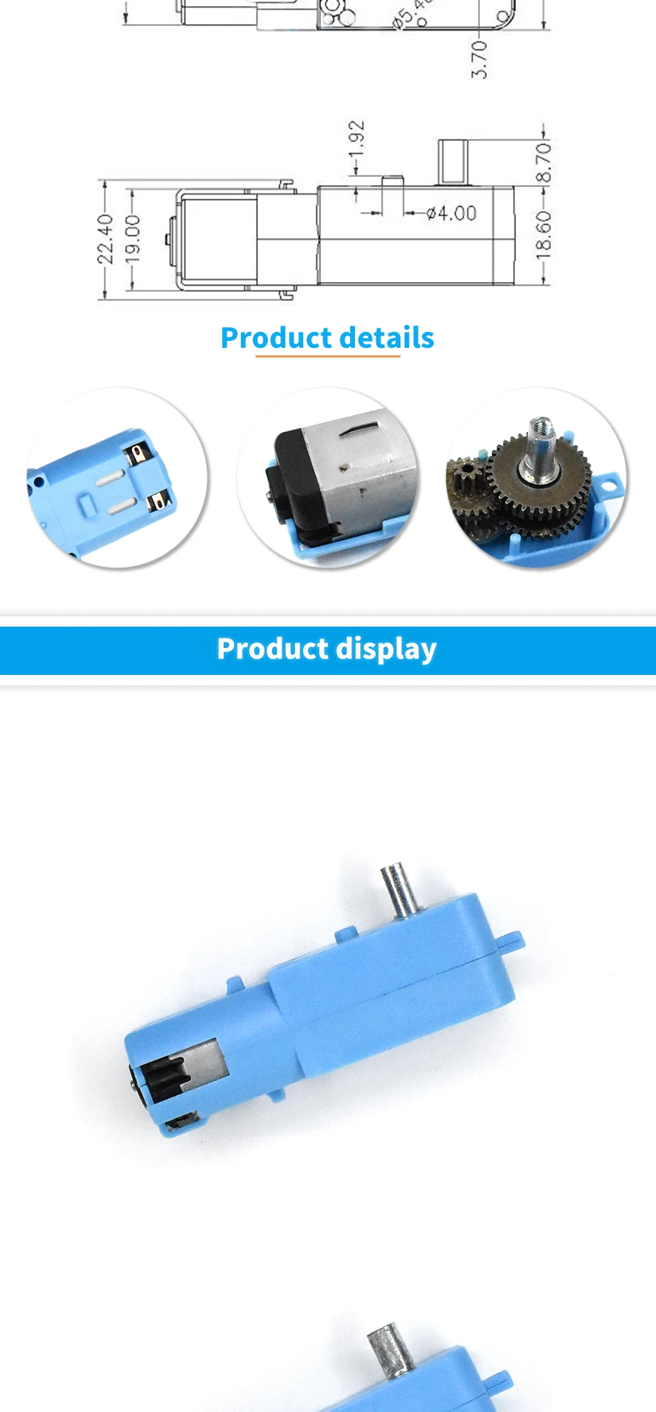 DC 3V-6V 1:90 Metal Gear Motor All Metal/Half Metal Single Axis Gear Motor Robot Intelligent Vehicle Speed Reducer TT Motor Blue