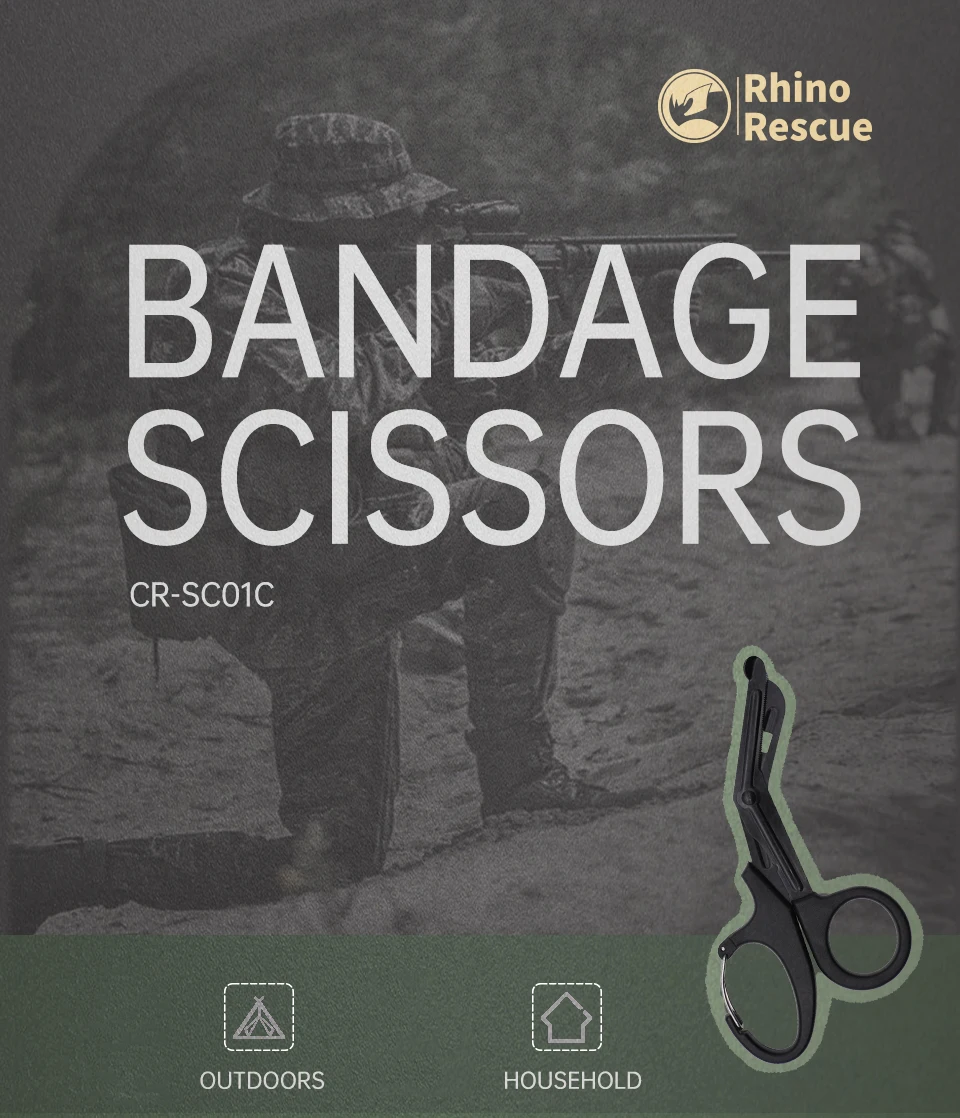 Rhino Rescue 18.5cm Emergency Shears Fluoride-Coated Stainless Steel Scissors for Outdoor Tactical Kit