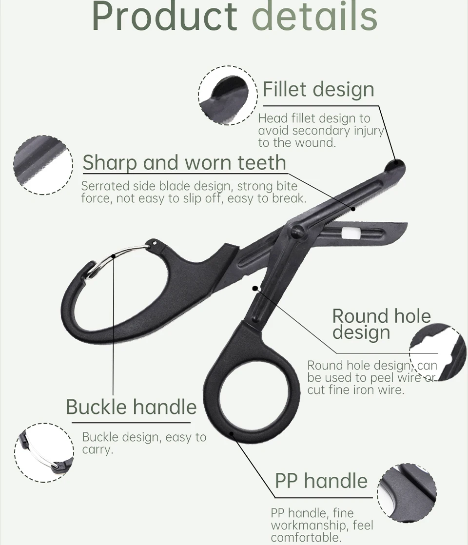 Rhino Rescue 18.5cm Emergency Shears Fluoride-Coated Stainless Steel Scissors for Outdoor Tactical Kit