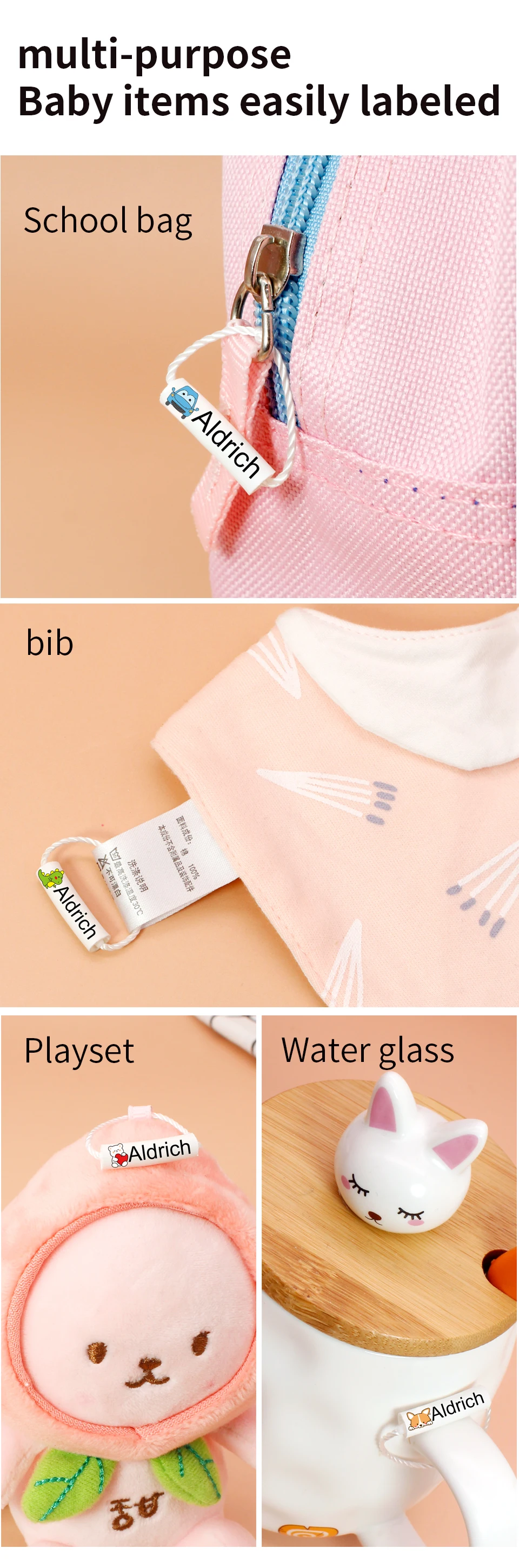 Customized Name Ring Waterproof Baby Shoe Bag Name Sticker Shoe Ring Buckle Kindergarten Name Buckle Pendant