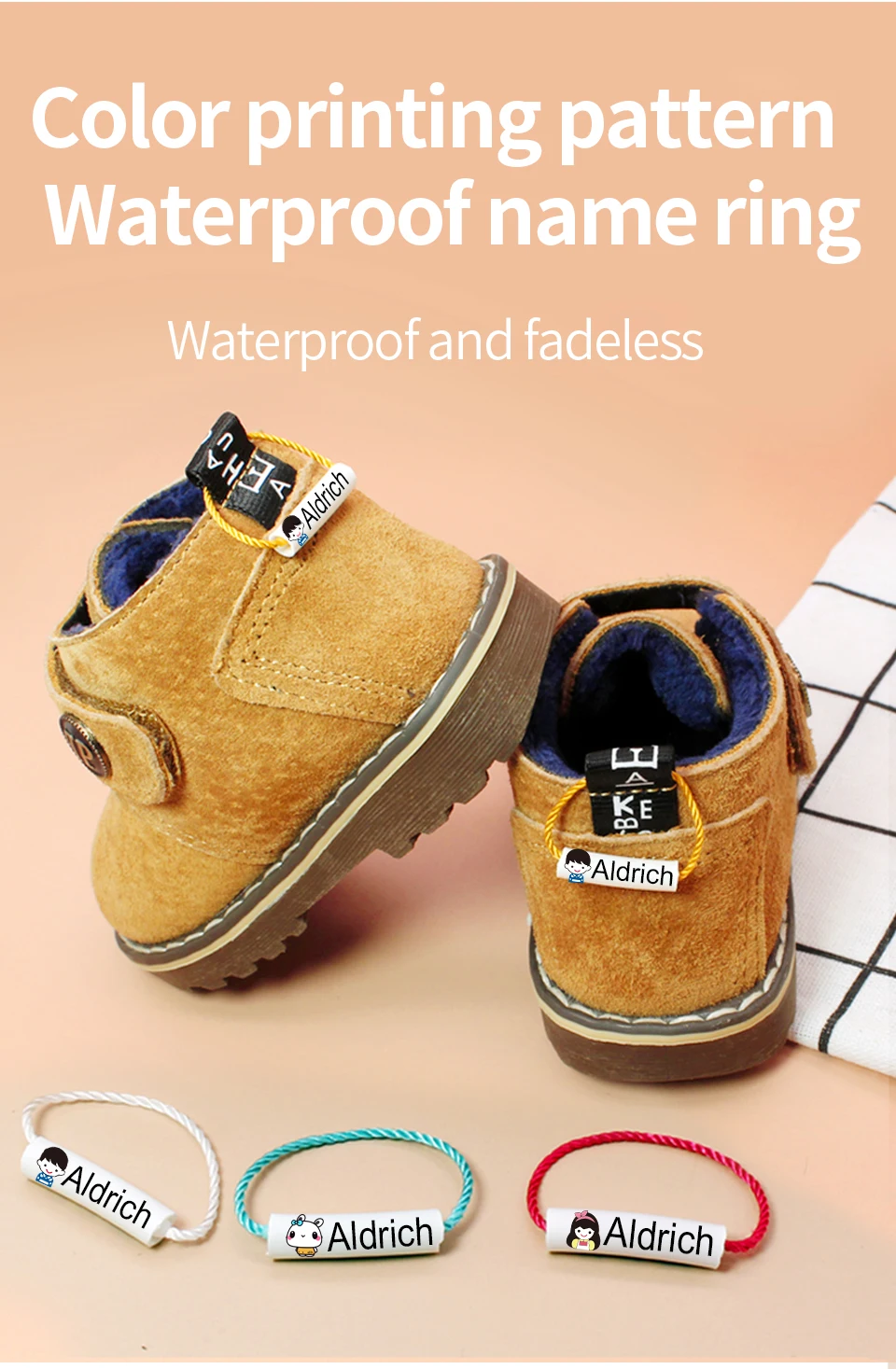 Customized Name Ring Waterproof Baby Shoe Bag Name Sticker Shoe Ring Buckle Kindergarten Name Buckle Pendant