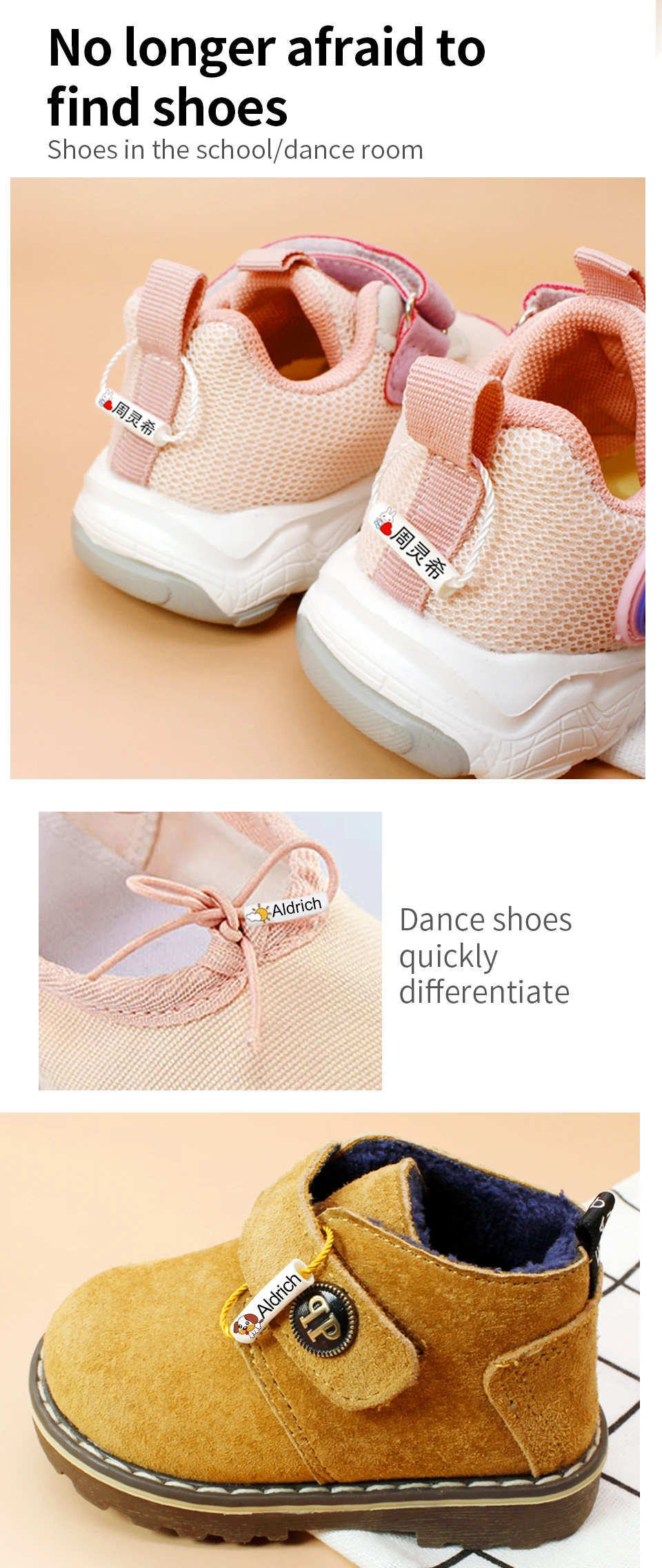 Customized Name Ring Waterproof Baby Shoe Bag Name Sticker Shoe Ring Buckle Kindergarten Name Buckle Pendant