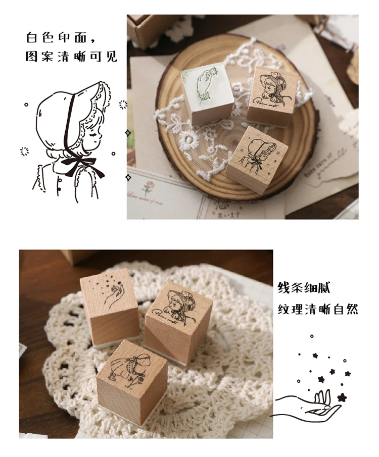 Jenny Chinese Character Number Universe Flower Week Wooden Rubber Stamp Scrapbooking Deco DIY Craft Standard Wooden Stamps